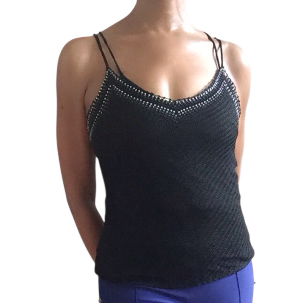 H&M Vintage Beaded Crocheted Top Women Color Black Size S